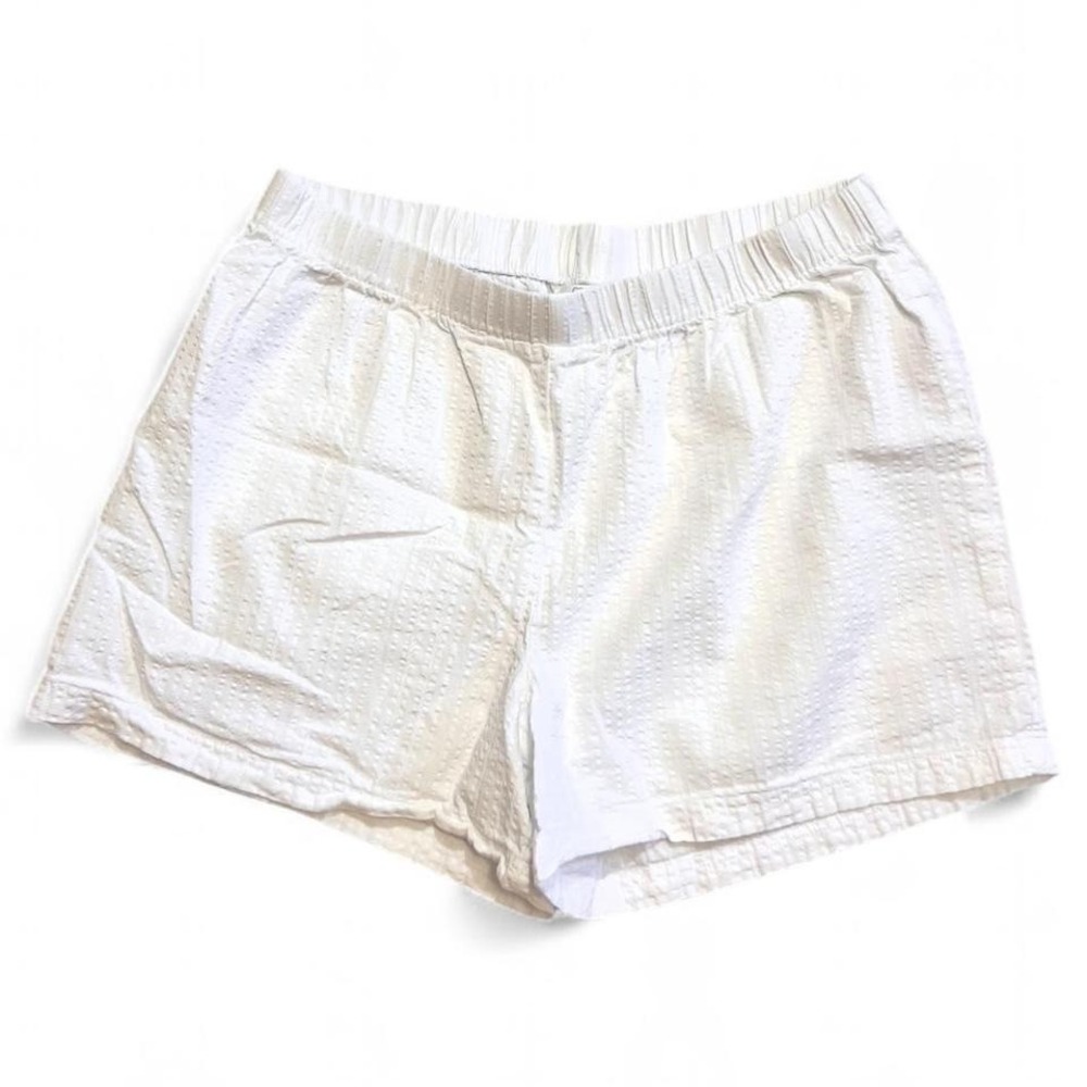 White Boxer Sleep Pajama Shorts Womens Size Small Preppy Cottage